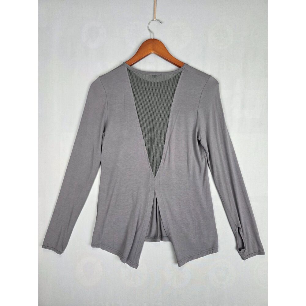 Gray Workout Shirt Open Back Size Small Yoga Pilates Gym Running